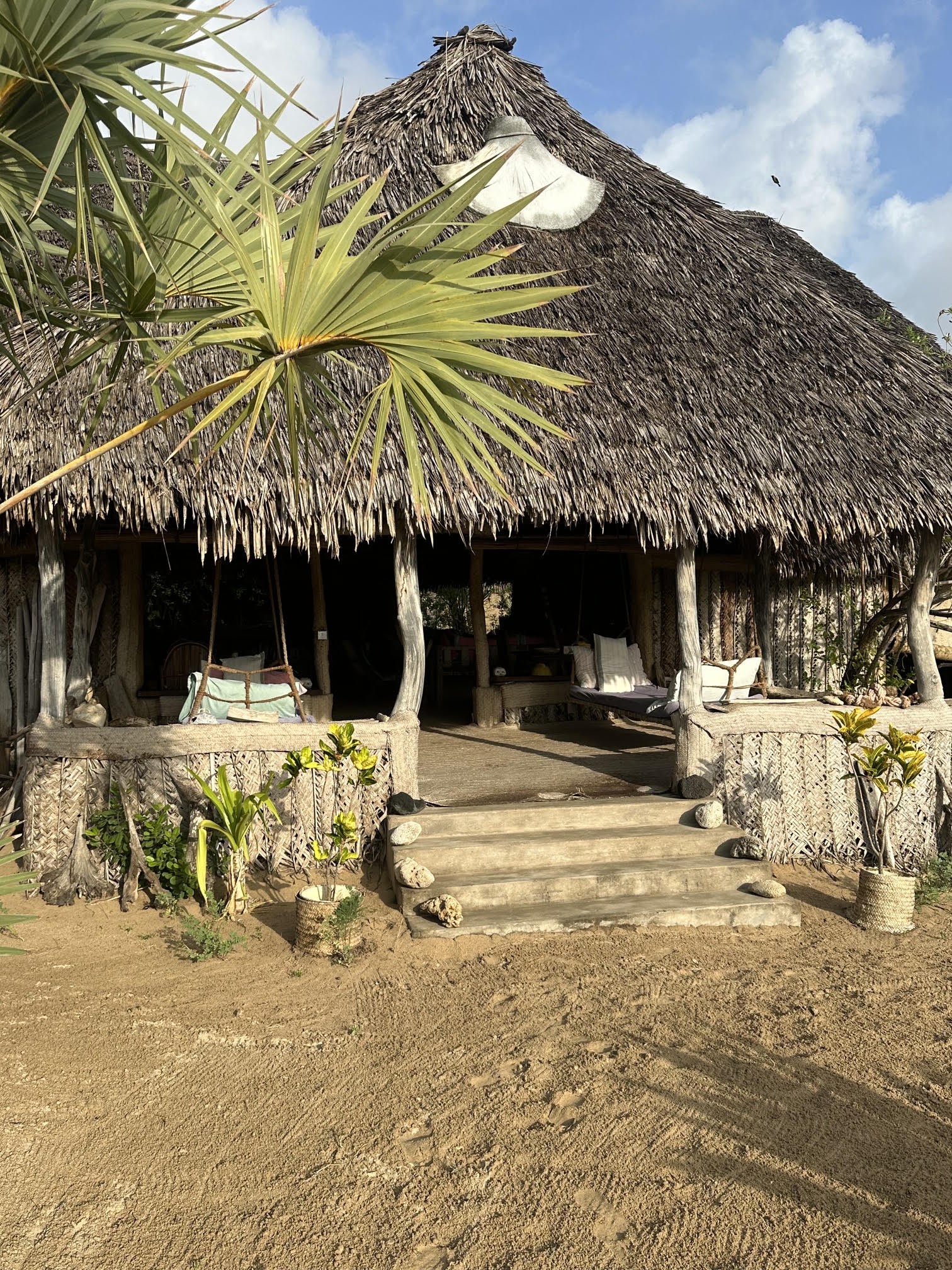 Mess banda entrance with swing beds